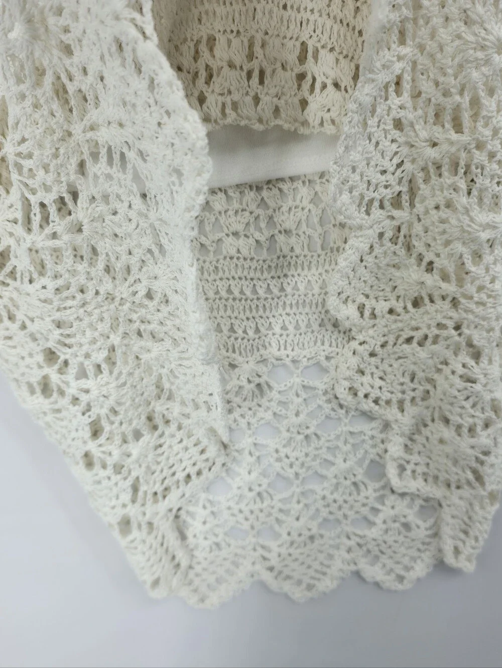 ❌️SOLD❌️M. Nicole Evening White Crochet Strapless Coastal Boho Maxi Dress Large - Picture 7 of 15